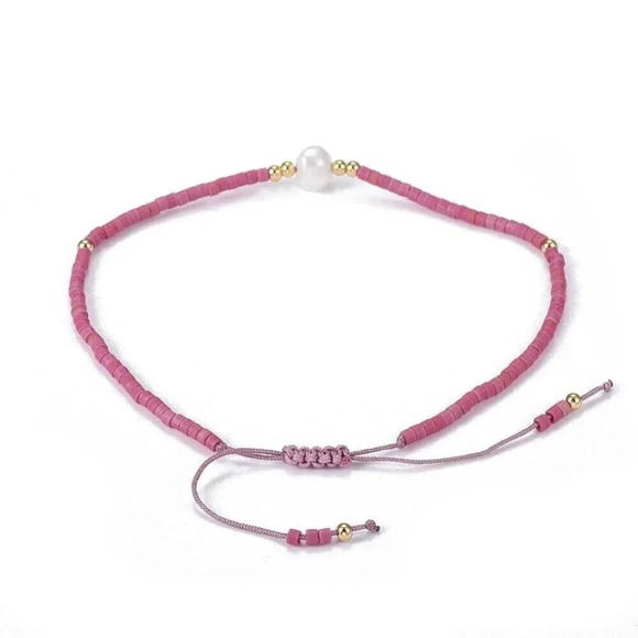 Handcrafted Real Freshwater Pearl Camellia Rose Japanese Glass Beads Bracelet - Picture 3 of 3